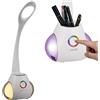 BAKAJI Lampada da Tavolo Luce LED Dimmerabile Accensione Touch con Luce d'atmosfera RGB con Cambio Colore e Portapenne Collo Regolabile Dimensione 58 x 18 cm Colore Bianco