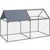 PawHut Gabbia per Animali in Acciaio Resistente con Tetto in Tessuto Oxford e Picchetti per Sicurezza 198x100x120 cm Verde e Argento|Aosom