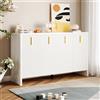 GL Store Credenza Soggiorno Moderna con 4 Ante e Ripiani Regolabili, Credenza Bassa per Cucina con Maniglie Dorate, 140x38x80 cm, Bianco | Aosom Italy