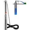 VEVOR Pompa Sommergibile per Pozzi Profondi, IP68 750W 230 V 60 Hz, Massima Portata 7,1 m³/h Prevalenza 75 m, Cavo Elettrico 9,1 m, Scatola Controllo Acciaio Inox Irrigazione Industriale Uso Domestico