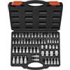 VEVOR Set di Bussole per Punta Torx Esterne, 60 Pezzi T6 a T70, TT6 a TT70, TP8 a TP60, E4 a E24, Acciaio Legato S2 e Cr-V, Attacchi 0,63/0,95/1,27 cm, con Custodia Stoccaggio, Manuale