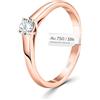 EDELIND Anello solitario diamante 0.20 ct Oro Rosa 18K 750 Anello Donna con Diamante taglio Brillante Anello di Fidanzamento Ø 53 mm con scatola regalo