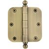 Nostalgic 728351 Cerniera residenziale con punta a sfera da 8,9 cm con porta ad angoli raggiati, ottone anticato