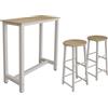 MB Muebles Bonitos, Tavolo Alto da bar con 2 Sgabelli Ani, Barra da cucina in Stile Minimalista con Gambe in Metallo, Melamina Opaca, Bianco e Sonoma, 100x100x40 cm