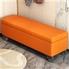 Generic Cassapanca ottomana in pelle con ruote, seduta imbottita per ingresso e camera da letto, cassettiera nascosta per scarpe e mobili da soggiorno