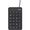 Trust Xalas Tastierino Numerico USB per Laptop e PC Desktop, Mini Tastiera Sottile con Filo, Cavo da 1,5 m, 5 Tasti in Più, Numpad Portatile Calcolo per Finanziaria Notebook Computer, Nero