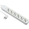 Electraline 61993 Multipresa 6 Posti polivalenti, Cavo 1.5 m, Spina Piccola 10 A, 6 Posti, Bianco