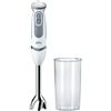 Braun Minipimer MultiQuick 5 Vario MQ5200 Frullatore ad Immersione, 21 Velocità, Preciso e Potente, Impugnatura Ergonomica, Dotato Bicchiere da 600 ml, Potenza 1000W, 1 accessorio, Bianco/Grigio