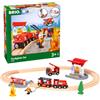 BRIO World - Set Ferrovia dei Vigili del Fuoco, Set Costruzioni Trenino in Legno, Giocattolo per Bambino e Bambina 3+ Anni