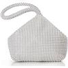 BABEYOND Pochette Donna Argento Strass Clutch Cerimonia Borsetta da Sera Elegante Borsa per Matrimonio Party Sposa(Perle d'argento)