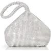 BABEYOND Pochette Donna Argento Strass Clutch Cerimonia Borsetta da Sera Elegante Borsa per Matrimonio Party Sposa(Argento)