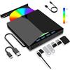 Dictien Lettore CD/DVD Esterno per PC, Masterizzatore Portatile Unità Esterna USB 3.0 CD/DVD -/+RW Drive con 4 Porte USB e 2 Lettore di Schede TF/SD per Laptop/Desktop/Windows 11/10/8/7/XP/Vista/Linux