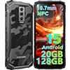 DOOGEE Blade 10 Android 15 Rugged Smartphone, 20GB RAM +128GB ROM/2TB Telefono Indistruttibile, 6.56" HD+ 90Hz IPS, 10.7mm Ultra-thin, Octa Core, 16MP+8MP, NFC/Widevine L1/IP68/IP69K/GPS/Face ID