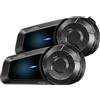 Fodsports FX-S Interfono Moto Doppio, Bluetooth 5.4 Auricolari Moto per 2 Motociclisti, 1000M Sistema di Comunicazione con CVC-Cancellazione del Rumore, Universale Interfono Moto Coppia con IP67/HiFi