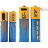 SZEMPTY 2 batterie ricaricabili al litio AA+2 AAA, 1,5 V agli ioni di litio USB per telecomandi, giocattoli, tastiere, ecc., Cavo di ricarica 4 in 1 incluso