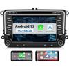 Hexinex 7 Pollici Android Autoradio 2 Din con 4G SIM CarPlay Android Auto per VW Golf 5 6 Polo Passat Skoda Seat Tiguan, Car Radio Lettore CD Bluetooth SD GPS Comandi al Volante (4+64GB)