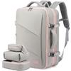 LOVEVOOK Zaino Da Viaggio Borse Da Cabina Per Easyjet Ryanair Bagaglio A Mano Uomo Donna Porta PC 17,3 Pollici 40 Litri Grande Trekking Grigio Rosa