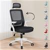 ALFORDSON Sedia da Ufficio Ergonomica per Home Office, Computer Chair con Supporto Lombare Dinamico Poggiatesta Bracciolo Ribaltabile Sedia Girevole Inclinabile, Arco, Nero e Bianco