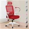 ALFORDSON Sedia da Ufficio Ergonomica per Home Office, Computer Chair con Supporto Lombare Dinamico Poggiatesta Bracciolo Ribaltabile Sedia Girevole Inclinabile, Arco, Rosso