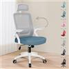 ALFORDSON Sedia da Ufficio Ergonomica per Home Office, Computer Chair con Supporto Lombare Dinamico Poggiatesta Bracciolo Ribaltabile Sedia Girevole Inclinabile, Arco, Blu e Grigio