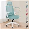 ALFORDSON Sedia da Ufficio Ergonomica per Home Office, Computer Chair con Supporto Lombare Dinamico Poggiatesta Bracciolo Ribaltabile Sedia Girevole Inclinabile, Arco, Ciano