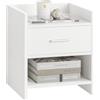SoBuy Comodino con Cassetto & Ripiano Aperto, Tavolino Minimalista per Camera da Letto, Soggiorno o Ufficio, Bianco, L38 x P35 x H45cm FBT66-W