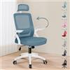 ALFORDSON Sedia da Ufficio Ergonomica per Home Office, Computer Chair con Supporto Lombare Dinamico Poggiatesta Bracciolo Ribaltabile Sedia Girevole Inclinabile, Arco, Blu