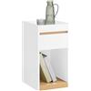 SoBuy Tavolino laterale Comodino con cassetto Bianco-Naturale 30x35x55cm FBT137-W