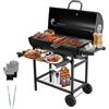 TEENO barbecue carbonella,con griglia di cottura XXL,Guanti anti-bruciore, termometro, cassetto cenere, sfiato regolabile, grande barbecue al carbone di legna (Basic)