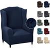MAXIJIN Copripoltrona Elastico con Orecchie Copridivano Jacquard 1 pezzo Poggiatesta Copridivano Poltrona con Schienale Largo (Blu Navy)