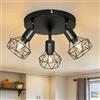 Dehobo Faretti da Soffitto Orientabili Faretti Soffitto Industriale Vintage E14 Nero Lampada da Soffitto 3 Luci Faretto da Parete Interno Senza Lampadina per Soggiorno Camera da Letto