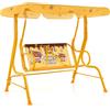 RELAX4LIFE Dondolo per Bambini a 2 Posti, con Tettoia Regolabile, Struttura in Metallo, Cinture di Sicurezza, Simpatici Motivi, per Cortile, Veranda e Balcone (GIALLO)