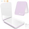 WOBSION Specchio Portatile con Luce LED per Viaggio,Pieghevole Specchietto da Borsetta di Ricaricabile USB,1x/3x Ingranditore Mirror per Trucco con Regolabile Luminosità,a Regalo,Viola