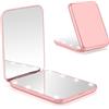 WOBSION Specchio Portatile con Luce LED per Viaggio,Pieghevole Specchietto da Borsetta di 1x/3x Ingranditore,Piccolo Mirror per Trucco con Interruttore Magnetico,a Regalo,Oro Rosa