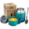 LOGEEYAR Thermos per Alimenti 500ml, Contenitore Termico per Alimenti di Acciaio Inossidabile con Cucchiaio Pieghevole, Isotermico Sottovuoto per Cibi Caldi e Freddi-BluVerde
