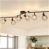 ANWIO Faretti da Soffitto Regolabili Base Rettangolare,Plafoniera con 6 Lampadine LED Attacco E14,Lampada da Soffitto,Applique Parete per Bar Cucina,Camera da Letto,Soggiorno,Lampadine Escluse EUC-EA