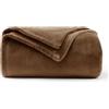 WAVVE Coperta Plaid Divano Pile di Flanella 260gsm - 130x150 cm, Marrone - Coperta Letto Singolo 150x130, Copridivano Caldo e Morbido