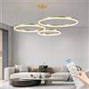 Mikeru Lampada a Sospensione LED Oro, Diametro 40+60+80cm, 3 Anelli, 85W, Funzione Memoria, 10%-100% Dimmerabile, Per Soggiorno, Sala da Pranzo, Cucina