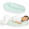 baby idea - Babysanity Cuscino Gravidanza per Dormire e Allattamento - Supporto per Neonato - Forma Ergonomica XXL - Federa Sfoderabile e Lavabile 100% Cotone - Made in Italy (Circus Verde)