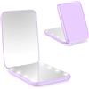 WOBSION Specchio Portatile con Luce LED per Viaggio,Pieghevole Specchietto da Borsetta di 1x/3x Ingranditore,Piccolo Mirror per Trucco con Interruttore Magnetico,a Regalo,Viola