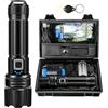 Azyvum Torcia LED Potente Professionale,500000 Lumens Ricaricabile USB Torce LED Alta Potenza Con Batteria 5000mAh,XHP70.2 Tattica Militare Torcia Elettrica,IP67 Impermeabile 5 Modalità Campeggio Trekking
