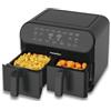 PremierTech Friggitrice ad Aria 8 Litri, Doppio Cestello, 8 programmi, Doppia Temperatura, Digitale, Compatta, 2 Zone Indipendenti, 4 + 4 litri, Air Fryer PT8LAF