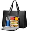 MATEIN Borsa Lavoro Donna con Scomparto Pranzo Isolato, Grande Borsa Porta PC Donna 15,6 Pollici in Pelle PU, Impermeabile Borse Tote Bag per Università, Ufficio, Shopper, Termica Porta Pranzo, Nero