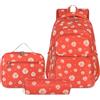 SIVENKE Zaino per la scuola, per ragazze, adolescenti, da donna, per la scuola, per il tempo libero, con borsa e astuccio, rosso/arancione, Zaino per bambini