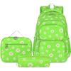 SIVENKE Zaino per la scuola, per ragazze, adolescenti, da donna, per la scuola, per il tempo libero, con borsa e astuccio, Verde brillante, Zaino per bambini