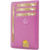 PIRNA Portafoglio Donna Slim - Piccolo Portafoglio Sottile Donna RFID - Porta Carte di Credito con Taschina per Soldi e Confezione Regalo, Mini Portafogli Uomo e Donna, Card Holder Wallet - Rosa