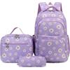 SIVENKE Zaino Ragazze per Scuola Elementare Media Superiore Zaini Ragazza 3 Pezzi con Borsa Termica Astucci Matite Borsa Scuola Ragazzi Zainetti Set per Bambini Zaini Scolastici per PC Portatili