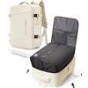 VGCUB Zaino Easyjet 45x36x20 Viaggio Sottovuoto con Pompa Manuale Sacchi Zaini da Cabina Aereo Bagaglio a Mano Compressione Ufficio Donna Uomo Antifurto Impermeabile Travel Backpack Beige