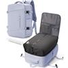 VGCUB Zaino Easyjet 45x36x20 Viaggio Sottovuoto con Pompa Manuale Sacchi Zaini da Cabina Aereo Bagaglio a Mano Compressione Ufficio Donna Uomo Antifurto Impermeabile Travel Backpack Viola