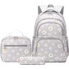 SIVENKE Zaino Ragazze per Scuola Elementare Media Superiore Zaini Ragazza 3 Pezzi con Borsa Termica Astucci Matite Borsa Scuola Ragazzi Zainetti Set per Bambini Zaini Scolastici per PC Portatili